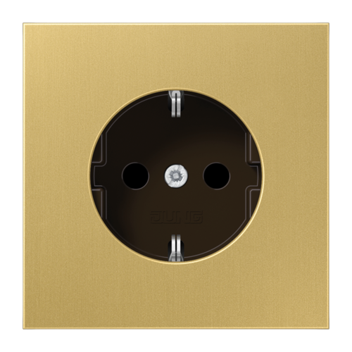 Розетка JUNG LS METAL, скрытый монтаж, с заземлением, со шторками, латунь