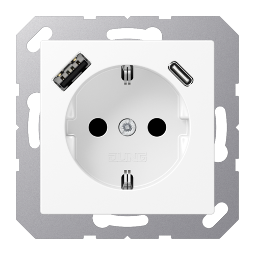 Розетка 2К+З 16А 250В~, цвет Матовый белый